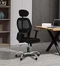 Home Perfect Executive Ergonomic Matrix High Back Mesk Chair Home Office Desk Chair With Height Adjustable Seat, Push Back Tilt Feature, Adjustable Armrests & Headrest (Black) - Metal
