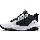 Under Armour Grade School Lockdown 6 Basketball Shoe, (101) White/Black/Black, 6 US Unisex Big Kid