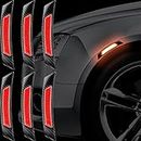 6 Pieces Car Reflective Trim Carbon Fiber Side Marker Stickers Automotive Exterior Accessories Door Reflector Guard for Car SUV Pickup Truck Wheel Well Arch or Side Bumper Fenders (Black and Red)