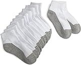 Jefferies Socks Big Boys' Seamless-Toe Athletic Sock (6 Pack), White/Grey,9-11(Large)/Shoe size 6-9