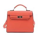 EVVE Women's Top Handle Satchel with Detachable Strap Small Pebbled Leather Crossbody Bag | OR