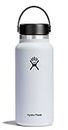 Hydro Flask Borraccia da 946ml, in acciaio inossidabile con isolamento sottovuoto, Tappo laccetto, White, 946ml (32oz), laccetto