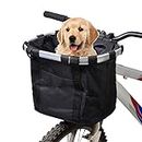 docooler Bike Basket,Folding Small Pet Cat Dog Carrier Front Removable Bicycle Handlebar Basket Quick Release Easy Install Detachable Cycling Bag Mountain Picnic Shopping Aluminum Alloy