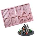 Christams Gingerbread House Baking Tray, Silicone Molds for Desserts Chocol GX