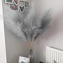 Fadun Artificial Pampas Grass Decoration 5 Stem 40 Inches Large and Fluffy Decorative Artificial Flora Dried Flower Bouquets Boho Home Decor for Wedding (Gray)