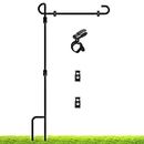 SZHLUX Garden Flag Stand, Premium Yard Flag Pole Holder (35.4''×16.4'') Metal Powder-Coated Weather-Proof Paint With One Tiger Clip And Two Spring Stoppers Without Flag, Black