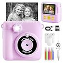 Kids Camera for Girls Boys, Instant Camera for Kids with Print Photo Paper,1080P HD Kids Digital Camera with 32GB SD Card Portable Toy Birthday Gifts for 3 4 5 6 7 8 9 10 Year Old Girl boy,6 Color Pen