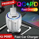 QC3.0 USB Type C 2 Ports Power Adapter Fast Car Charger For Apple iPhone Samsung