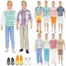 14 Stück Kleidung und Zubehör für Ken Jungen Puppen 4 Fashion Freizeitbekleidung Kleidung( 4 Tops 4 Hosen) 3 Paar Schuhe für für 12 Zoll Jungen Puppen
