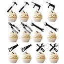 12PCS Tools Cupcake Topper，Boys Men Birthday Cake Decoration,Construction Repair Tool Wrench Hammer Drill Pliers Handsaw Screwdriver Cake Decorations，Labor Day/Father's Birthday Party Supplies (2)