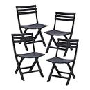 BOOSDEN Folding Plastic Chairs 4 Pack, Foldable Patio Stackable Chairs with Backrest for Outdoor Indoor Camping Picnic Dining Party Wedding Event Black