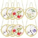 BBTO 8 Pack Round Hanging Glass Frame Small Brass Hanging Photo Frames Set Wall Mounted Gold Double Glass Frame for Pressed Flowers Photos Dried Specimen DIY Artwork Display Decoration, 3.9 Inch