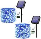 Useber Solar Lights Outdoor Garden, 2x12M 120 LED Solar String Lights Waterproof Copper Wire Fairy Lights Outdoor Lights for Gazebo, Garden Decoration, Home, Trees, Weddings, Party(2 Pack, Blue)