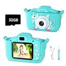 Cocopa Kids Camera Digital Camera for 3-12 Year Old Girls,1080P HD Video Camera for Kids with 32GB SD Card/2 Inch IPS Screen, Birthday Christmas Toy Gifts for 3 4 5 6 7 8 Year Old Girls (Mint)