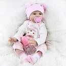 ZIYIUI Lifelike Reborn Baby Dolls 22 inch 55cm Soft Silicone Vinyl Weighted Cloth Body Realistic Reborn Dolls Toddler Girls