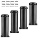 Seimneire 4pcs 6 Inch / 150mm Adjustable Furniture Legs, Matte Black Metal Legs Stainless Steel Replacement Legs for Sofa Couch Cabinets Shelves DIY Furniture