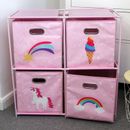 Unidad de almacenamiento Rainbow Kids rosa cajón de 4 cubos caja apilador gabinete dormitorio infantil