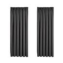 Aspire Homeware Grey Blackout Curtains for Bedroom - Pencil Pleat Black Out Living Room Curtains 46 x 54 inch Drop Super Soft Thermal Insulated Short Kitchen Curtain Pair Panel with Tiebacks