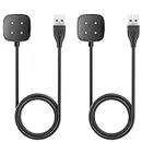 2 Pack Compatible with Fitbit Sense/Sense 2/Versa 3/Versa 4 Charger,Replacement USB Charging Cable Dock Stand for Sense/Sense 2/Versa 3/Versa 4 Accessories