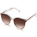 SOJOS Classic Round Sunglasses for Women Men Retro Vintage Shades Large Plastic Frame Sunnies SJ2067 with Crystal Brown Frame/Gradient Brown Lens