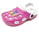 Kids' Childrens Clogs Comfortable Slip On Water Shoe for Toddlers, Girls/Boys Holiday/Beach/Pool/Garden Sandals/Mules (Fuschia White, 5)