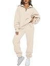 AUTOMET Womens Winter 2 Piece Outfits Long Sleeve Sweatsuits Half Zip Pullover with Sweatpants Fall Sweaters
