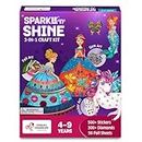 Chalk and Chuckles Art and Craft Kit, Sparkle & Shine Unicorn & Princess, Mess-Free Foil Art and Diamond Painting Set, Birthday Gift for Girls Ages 4,5,6,7,8,9 DIY Toys for Kids
