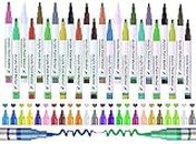 SUPER TOY 24 Colors Tip Acrylic Paint Pens Markers, Premium Acrylic Paint Pens for Wood, Canvas, Stone, Rock Painting, Glass, Ceramic Surfaces, DIY Crafts Making Art Supplies