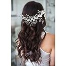 Hair Flare Small White Rose flowers with White stone and Pearls Bridal Hair Pin/Hair Accessories for Women and Girls- 2395
