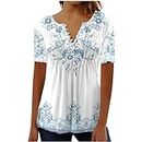 LRMQS Day Prime Deals Today 2024 Short Sleeve Summer Tops for Women 2024 Vacation Trendy Loose Fit Boho V Neck Tunic Blouse Casual Floral Shirt Clothing My Orders summer t shirts for women 2024 trendy