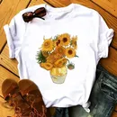 Van Gogh T Shirt 100% Cotton Sunflower Vangogh Vintage Art Shirt Harajuku Style Aesthetic Summer Top