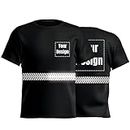 High Visibility Safety T Shirt Custom Logo Hi-Vis Protective Workwear with Bone Reflective Strips (L, Black - Style 1)
