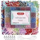 Incraftables Crackle Glass Beads 1100pcs 24 Colors. Crystal Glass Beads for Jewelry Making Bulk Kit (6mm). Lampwork Glass Beads for Bracelets Making for Kids & Adults with Elastic String & Organizer.