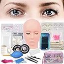 TwoWin Eyelash Extension Kit, False Eye Lashes Extension Training Tool Kit with Professional Mannequin Head Training for Beginners, Massage, Cosmetology Esthetician Supplies