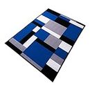 PHP Door Mats - Runner Rug Carpet Mat for Every Season Bedroom Living Room Hallway Kitchen Front Door Entrance Décor (Blue Black, 80 x 150 cm - Large Runner)