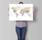 LAMINATED WORLD MAP  WHITE PRINT POSTER ATLAS WALL CHART A1 A2 A3 FREE POSTAGE
