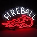 AHlove FIREBALL Whiskey Neon Sign, LED Neon Light Sign 17x10， USB Powered Decorative Bar Open Sign for Home Bar Store Party Decor，Bar Neon Lights for Man Cave Neon lights for Bedroom