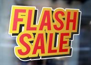Flash Sale Shop Rabatt Preisangebot großes selbstklebendes Fenster Ladenschild 3054