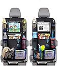 2 Pack Car Back Seat Organizer,Washable Multi Purpose Kick Mats Car Seat Back Protector,Multi-Pocket Storage for Toy/Bottles/Umbrella/10" iPad