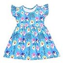 Tangduo Baby Shark Girls Summer Dress Sleeveless Blue Clothing Milk Silk Dress Shark Toddler Girls 1-7Years (3T)