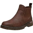 Jousen Chelsea Boots Casual Slip On Ankle Waterproof Mens Boots(AMY8119A brown 10.5)