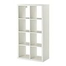 Ikea Kallax Scaffale libreria portaoggetti, mobile per arredamento casa, colore bianco, composto da 2 blocchi da 4 White