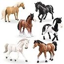 Terra by Battat – 6 Pcs 6" Horse Toys – Realistic Horse Figurines – Plastic Zoo Animal Toys for Kids 3+ – Horse Gift & Party Favors Decorations