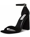 Steve Madden Women's Tiaa Heeled Sandal, Black Nubuck, 9 US