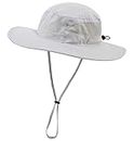 Connectyle Womens Outdoor Mesh Boonie Sun Hat Summer Wide Brim UV Protection Fishing Hat Safari Cap Light Grey
