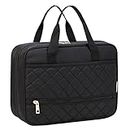 Toiletry Bag for Women and Men, VASCHY Large Travel Toiletry Bag Fashion Hanging Wash Bag Water Resistant Makeup Bag with Luggage Strap and Multi-compartment for Holiday, Business Trip, Gym,Camping Black