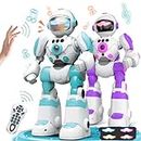 VATOS Robot Toys for Kids, 2PCS Remote Control Robot with Record Voice & Gesture Sensing Control, Rechargeable Programmable Music Dancing Functions for Toddler Boys Age 3 4 5 6 7 8 Years Old
