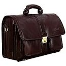 HYATT Leather Accessories The Lorenzo 24 Litre's Capacity Italian Leather Laptop Briefcase Office Bags for Men L-45.7 x H-35.6 x W-15.2 cm (ITALIAN BROWN)