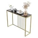 Wisfor Console Table for Entryway Genuine Sintered Stone Table Marble Table Top Metal Golden Frame Modern Table Sturdy Sofa Side Table Console Hallway Foyer Table, 39.4x11.8x30.9 inch, Black