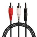 PAC Audio Video 2RCA Stereo Cables with 3.5mm Aux Jack for Home Theaters, Music Players, Set-up Boxes, DVD Players, Speakers and LCD/LED TV- Black (1.5 METER)